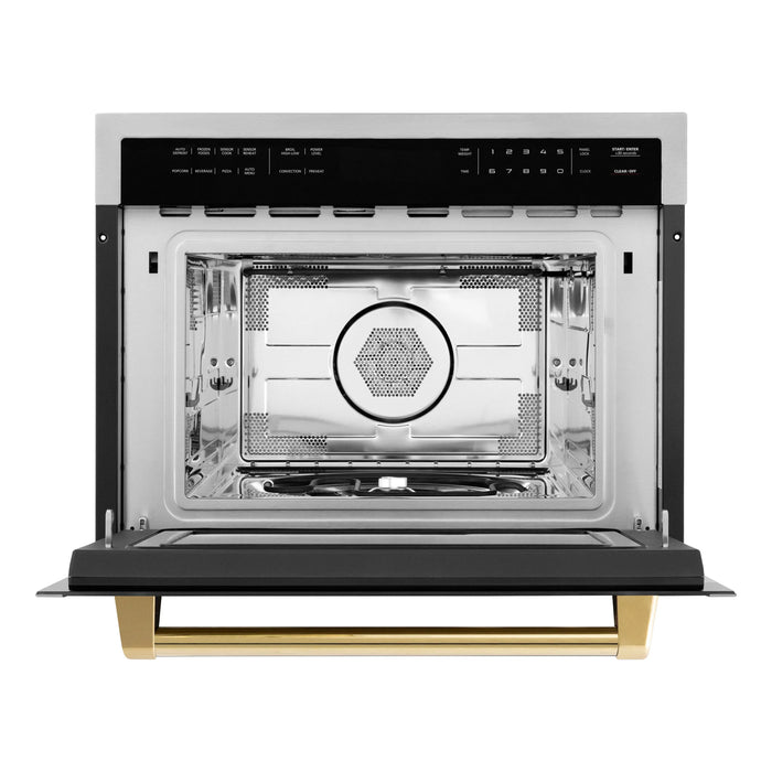 ZLINE 24" Autograph Edition Built-in Convection Microwave Oven in DuraSnow® Stainless Steel with Gold Accents, MWOZ-24-SS-G ZLINE Dreamwood Living