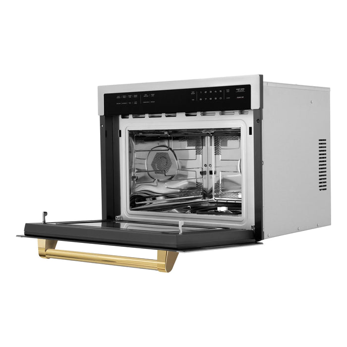 ZLINE 24" Autograph Edition Built-in Convection Microwave Oven in DuraSnow® Stainless Steel with Gold Accents, MWOZ-24-SS-G ZLINE Dreamwood Living