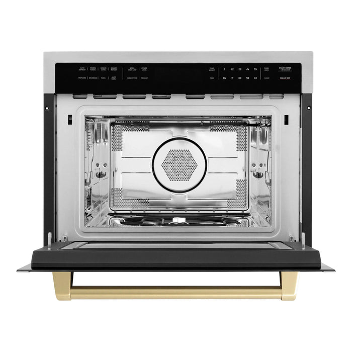 ZLINE 24" Autograph Edition Built-in Convection Microwave Oven in Stainless Steel with Champagne Bronze Accents, MWOZ-24-CB ZLINE