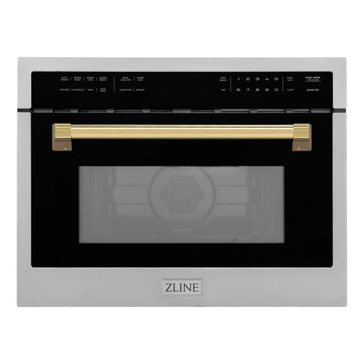 ZLINE 24" Autograph Edition Built-in Convection Microwave Oven in Stainless Steel with Gold Accents, MWOZ-24-G ZLINE Dreamwood Living