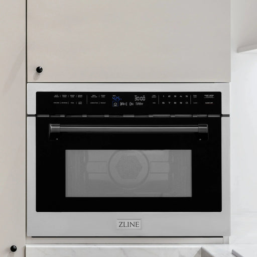 ZLINE 24" Autograph Edition Built-in Convection Microwave Oven in Stainless Steel with Matte Black Accents, MWOZ-24-MB ZLINE Dreamwood Living