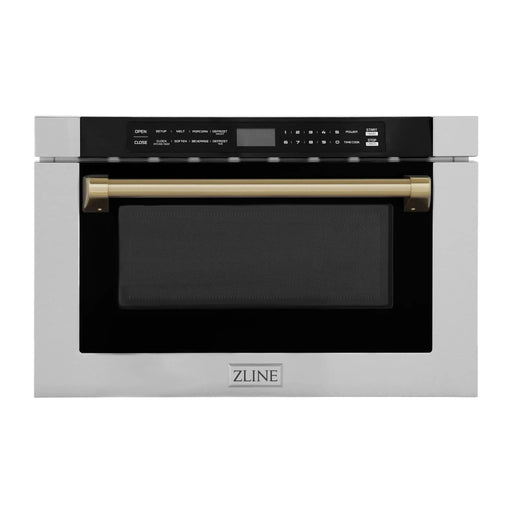 ZLINE 24" Autograph Edition Microwave Drawer in Stainless Steel with Bronze Accents, MWDZ-1-H-CB ZLINE