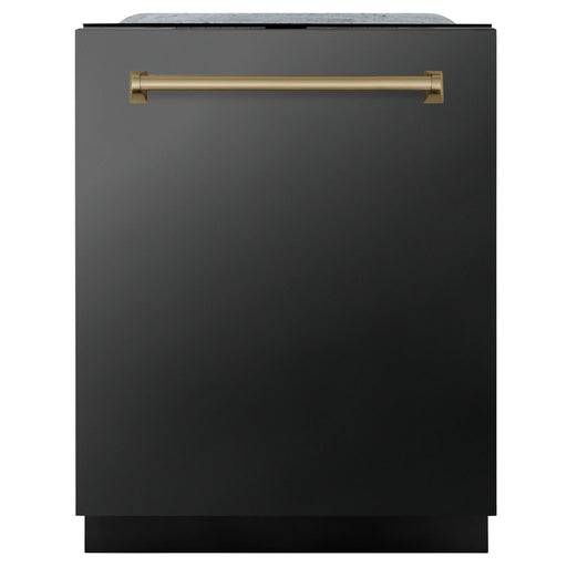 ZLINE 24" Autograph Edition Tallac Dishwasher in Black Stainless Steel with Champagne Bronze Handle, DWMTZ-BS-24-CB ZLINE
