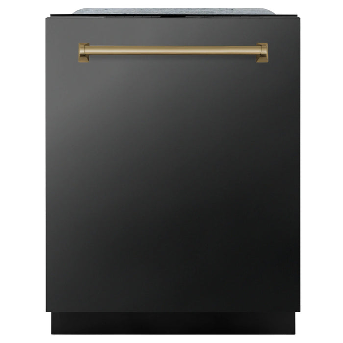 ZLINE 24" Autograph Edition Tallac Dishwasher in Black Stainless Steel with Champagne Bronze Handle, DWMTZ-BS-24-CB ZLINE