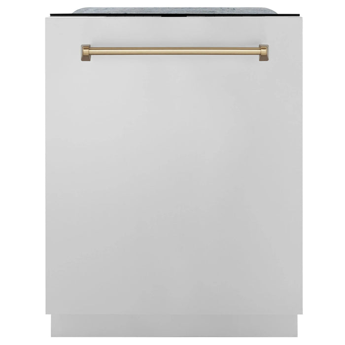 ZLINE 24" Autograph Edition Tallac Dishwasher in Stainless Steel with Champagne Bronze Handle, DWMTZ-304-24-CB ZLINE