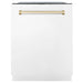 ZLINE 24" Autograph Edition Tallac Dishwasher in White Matte with Gold Handle, DWMTZ-WM-24-G ZLINE
