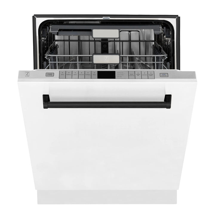 ZLINE 24" Autograph Edition Tallac Dishwasher in White Matte with Matte Black Handle, DWMTZ-WM-24-MB ZLINE Dreamwood Living