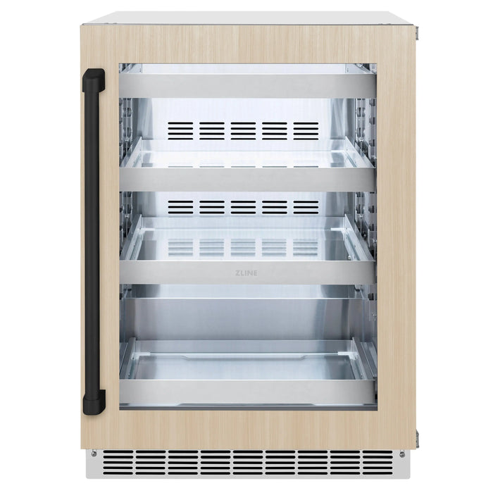 ZLINE 24" Autograph Edition Touchstone 151 Can Beverage Fridge with Panel Ready Glass Door and Matte Black Handle,  RBSPOZ-24-MB ZLINE Dreamwood Living