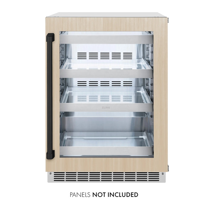 ZLINE 24" Autograph Edition Touchstone 151 Can Beverage Fridge with Panel Ready Glass Door and Matte Black Handle,  RBSPOZ-24-MB ZLINE Dreamwood Living