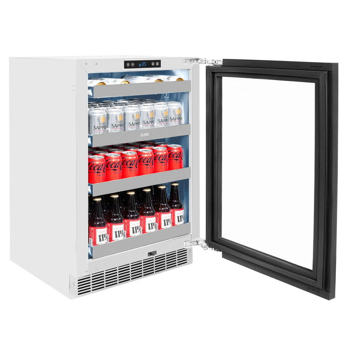 ZLINE 24" Autograph Edition Touchstone 151 Can Beverage Fridge with Panel Ready Glass Door and Matte Black Handle,  RBSPOZ-24-MB ZLINE Dreamwood Living