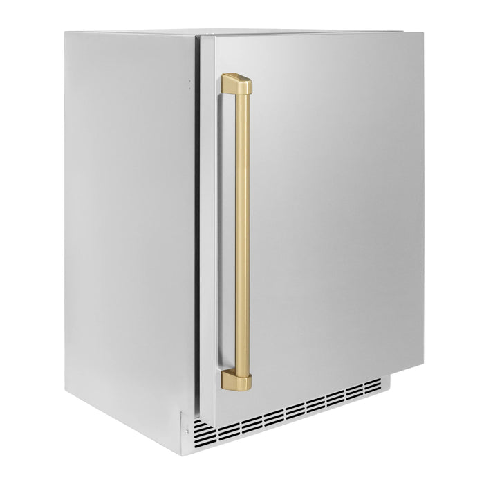 ZLINE 24" Autograph Edition Touchstone 151 Can Beverage Fridge with Solid Stainless Steel Door and Champagne Bronze Handle,  RBSOZ-ST-24-CB ZLINE Dreamwood Living