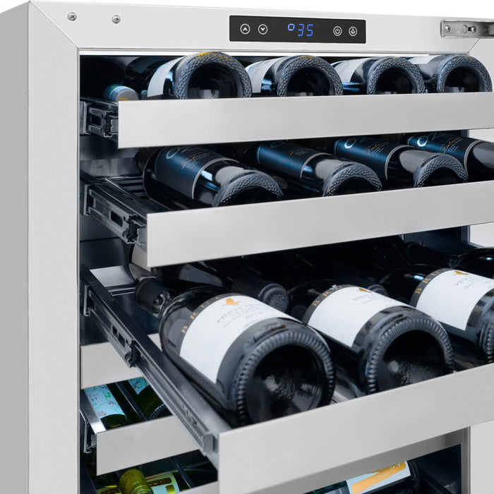 ZLINE 24" Autograph Edition Touchstone Dual Zone 44 Bottle Wine Cooler with Panel Ready Glass Door and Champagne Bronze Handle,  RWDPOZ-24-CB ZLINE Dreamwood Living