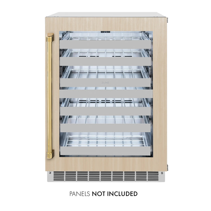 ZLINE 24" Autograph Edition Touchstone Dual Zone 44 Bottle Wine Cooler with Panel Ready Glass Door and Polished Gold Handle,  RWDPOZ-24-G ZLINE Dreamwood Living