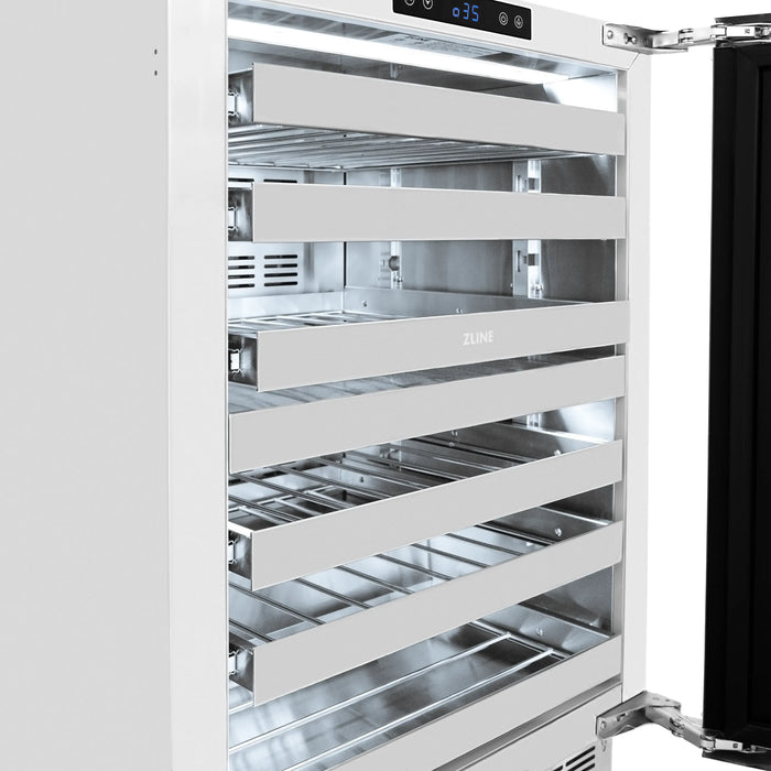 ZLINE 24" Autograph Edition Touchstone Dual Zone 44 Bottle Wine Cooler with Panel Ready Glass Door and Polished Gold Handle,  RWDPOZ-24-G ZLINE Dreamwood Living