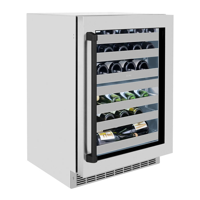 ZLINE 24" Autograph Edition Touchstone Dual Zone 44 Bottle Wine Cooler with Stainless Steel Glass Door and Matte Black Handle, RWDOZ-GS-24-MB ZLINE Dreamwood Living