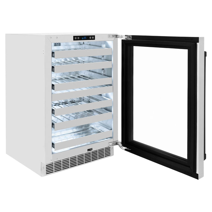ZLINE 24" Autograph Edition Touchstone Dual Zone 44 Bottle Wine Cooler with Stainless Steel Glass Door and Matte Black Handle, RWDOZ-GS-24-MB ZLINE Dreamwood Living