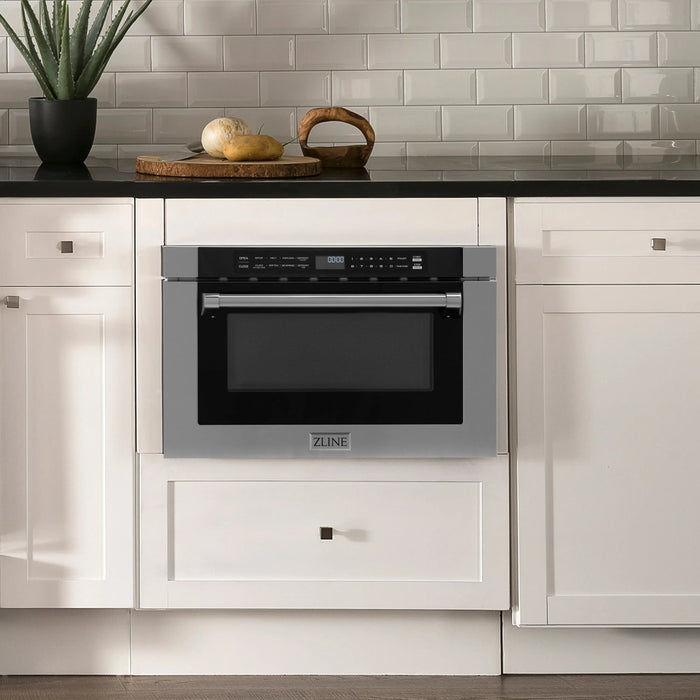 ZLINE 24" Built-in Microwave Drawer with a Traditional Handle in Stainless Steel, MWD-1-H ZLINE