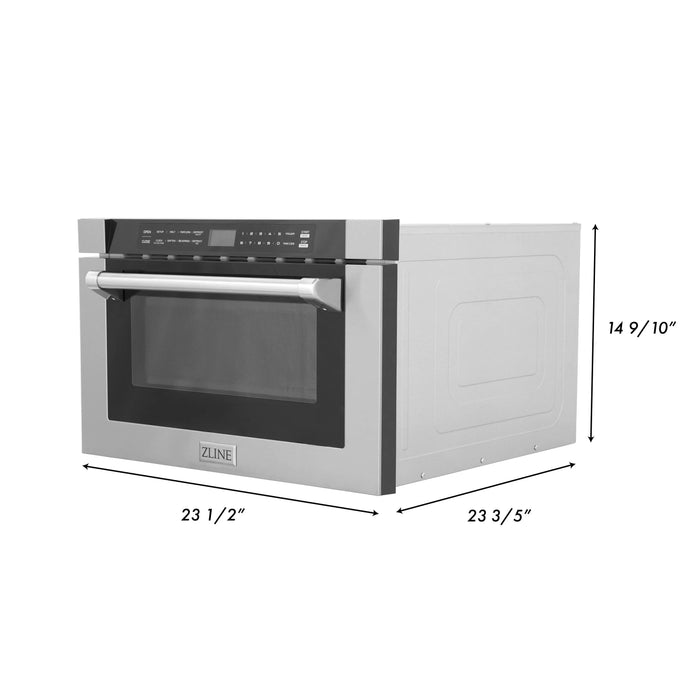 ZLINE 24" Built-in Microwave Drawer with a Traditional Handle in Stainless Steel, MWD-1-H ZLINE