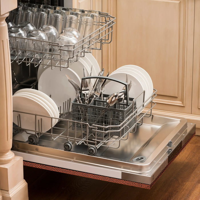 ZLINE 24" Classic Euro Style Top Control Dishwasher in Hand-Hammered Copper with Traditional Style Handle, DW-HH-H-24 ZLINE Dreamwood Living