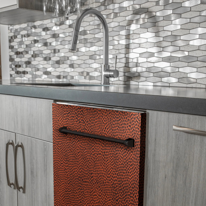 ZLINE 24" Classic Euro Style Top Control Dishwasher in Hand-Hammered Copper with Traditional Style Handle, DW-HH-H-24 ZLINE Dreamwood Living