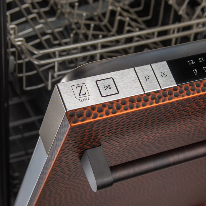 ZLINE 24" Classic Euro Style Top Control Dishwasher in Hand-Hammered Copper with Traditional Style Handle, DW-HH-H-24 ZLINE Dreamwood Living