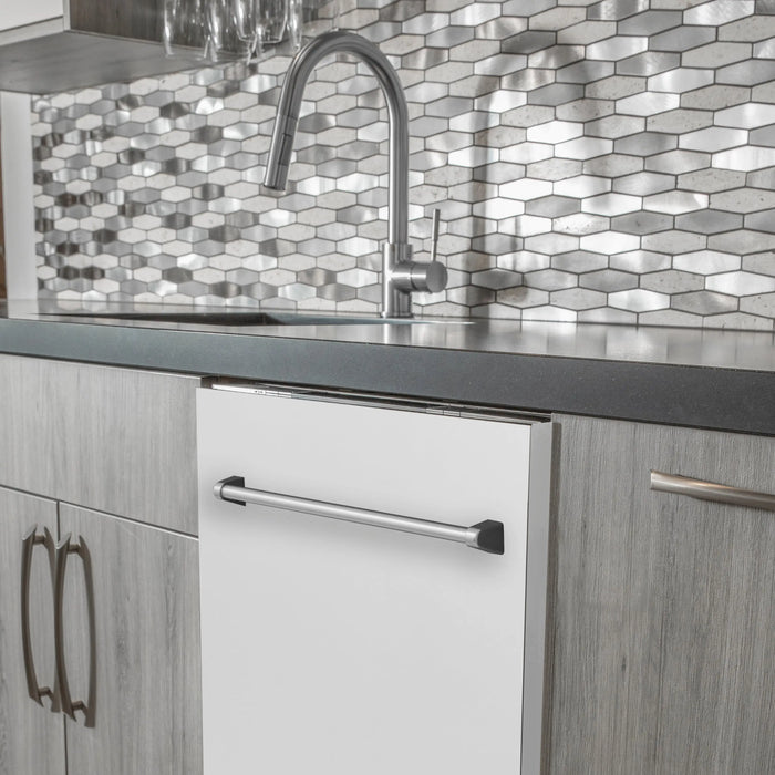 ZLINE 24" Classic Top Control Dishwasher in White Matte with Traditional Style Handle, DW-WM-24 ZLINE