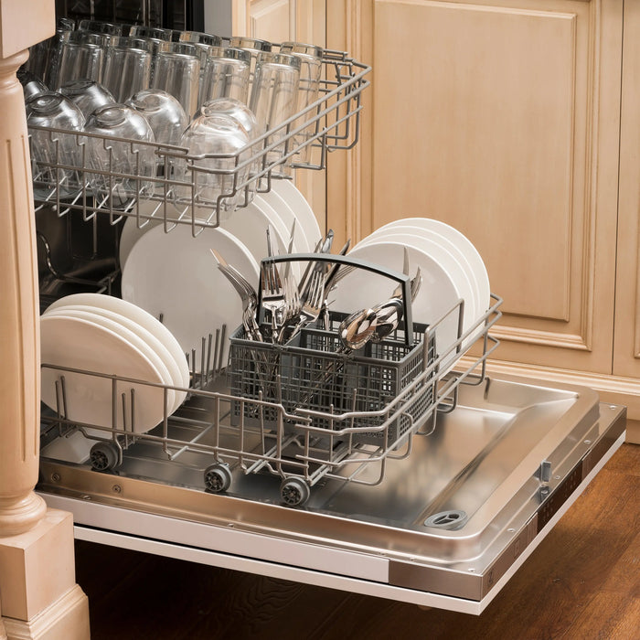 ZLINE 24" Classic Top Control Dishwasher in White Matte with Traditional Style Handle, DW-WM-24 ZLINE
