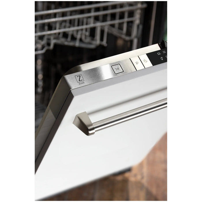 ZLINE 24" Classic Top Control Dishwasher in White Matte with Traditional Style Handle, DW-WM-24 ZLINE