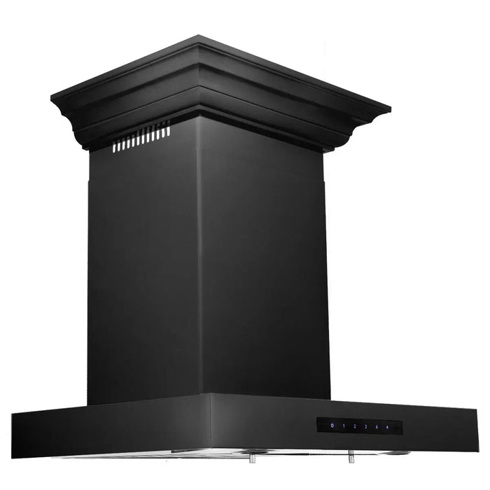 ZLINE 24" Convertible Vent Wall Mount Range Hood in Black Stainless Steel with Crown Molding, BSKENCRN-24 ZLINE Dreamwood Living