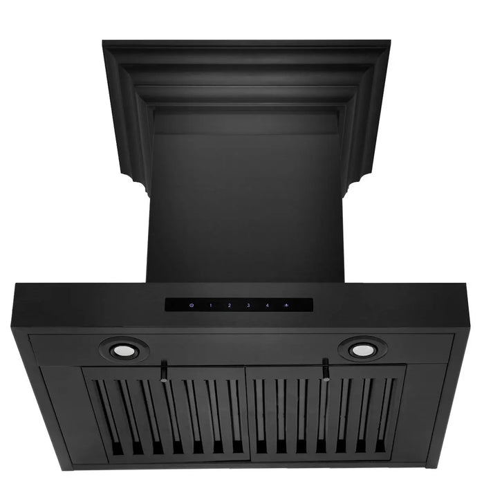 ZLINE 24" Convertible Vent Wall Mount Range Hood in Black Stainless Steel with Crown Molding, BSKENCRN-24 ZLINE Dreamwood Living