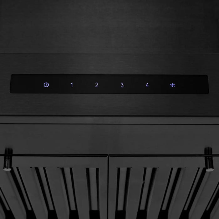 ZLINE 24" Convertible Vent Wall Mount Range Hood in Black Stainless Steel with Crown Molding, BSKENCRN-24 ZLINE Dreamwood Living