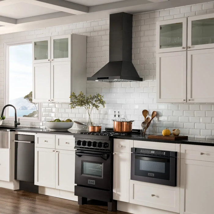 ZLINE 24" Convertible Vent Wall Mount Range Hood in Black Stainless Steel, BSKBN-24 ZLINE