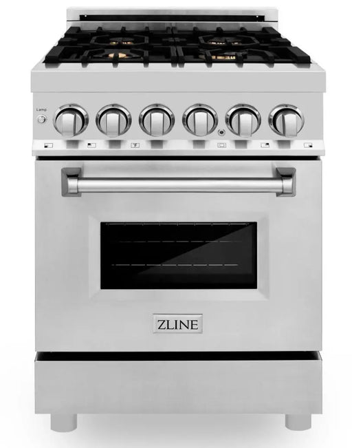 ZLINE 24" Dual Fuel Range in Stainless Steel with Brass Burners, RA-BR-24 ZLINE