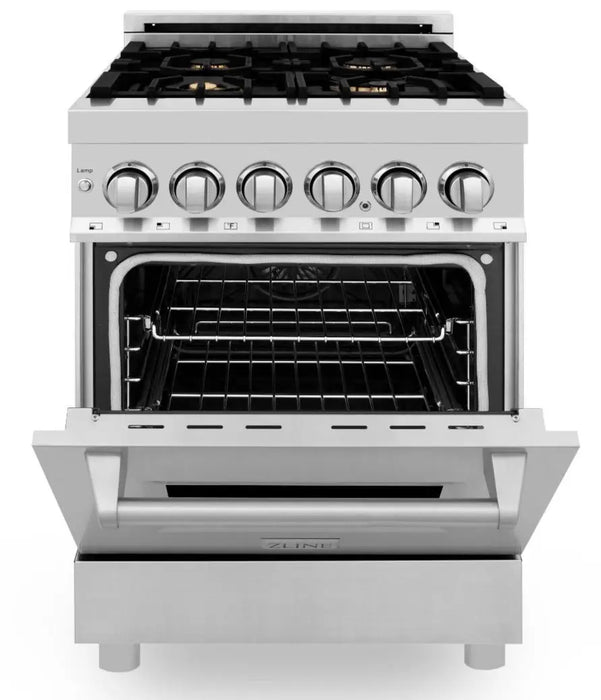 ZLINE 24" Dual Fuel Range in Stainless Steel with Brass Burners, RA-BR-24 ZLINE