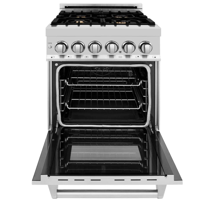 ZLINE 24" Dual Fuel Range in Stainless Steel with Brass Burners, RA-BR-24 ZLINE