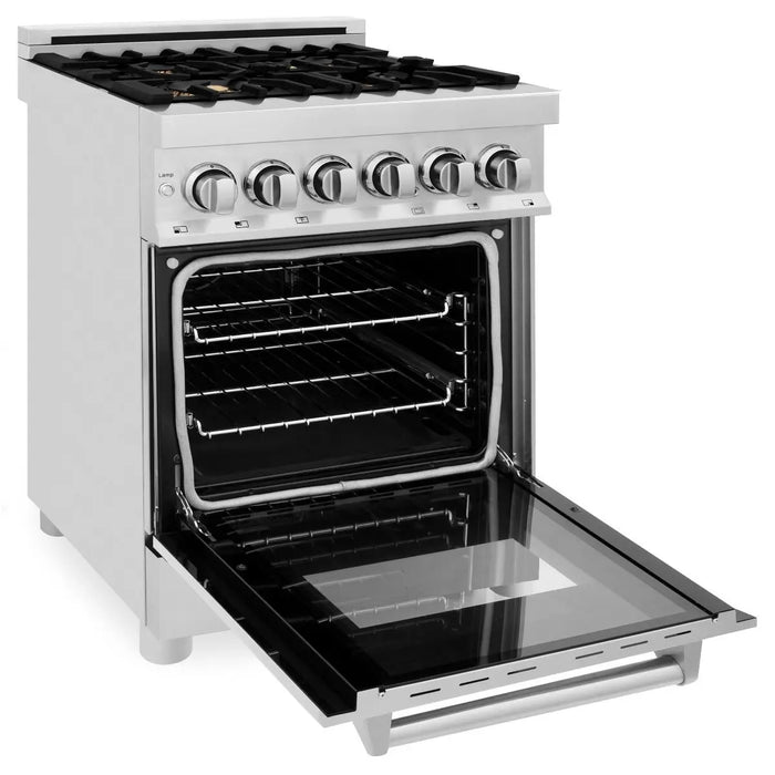 ZLINE 24" Dual Fuel Range in Stainless Steel with Brass Burners, RA-BR-24 ZLINE