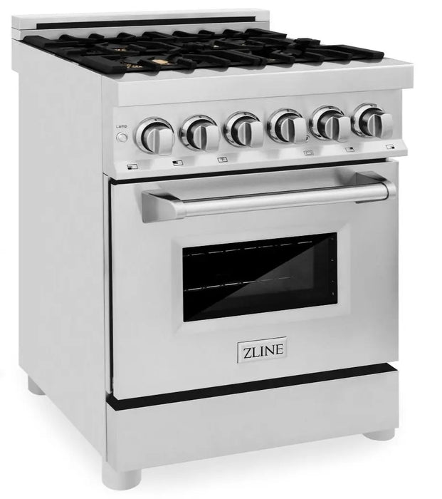ZLINE 24" Dual Fuel Range in Stainless Steel with Brass Burners, RA-BR-24 ZLINE