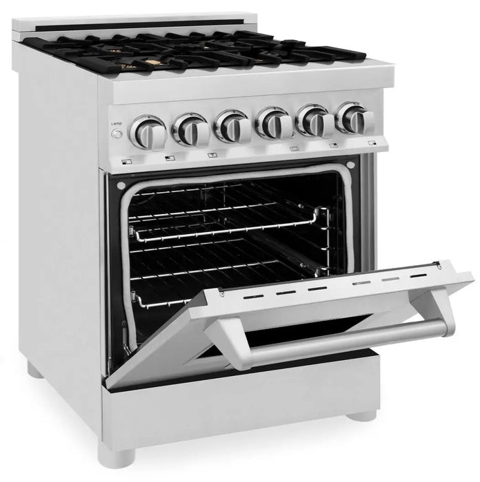 ZLINE 24" Dual Fuel Range in Stainless Steel with Brass Burners, RA-BR-24 ZLINE