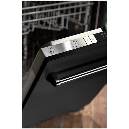 ZLINE 24" Euro Style Top Control Dishwasher in Black Matte with Traditional Style Handle, DW-BLM-24 ZLINE