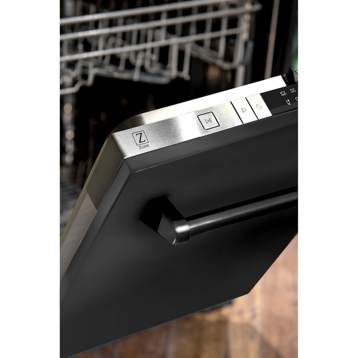 ZLINE 24" Euro Style Top Control Dishwasher in Black Stainless Steel with Traditional Style Handle, DW-BS-24 ZLINE