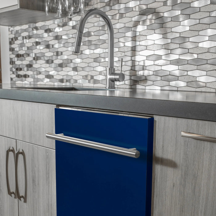 ZLINE 24" Euro Style Top Control Dishwasher in Blue Gloss and Modern Style Handle, DW-BG-H-24 ZLINE
