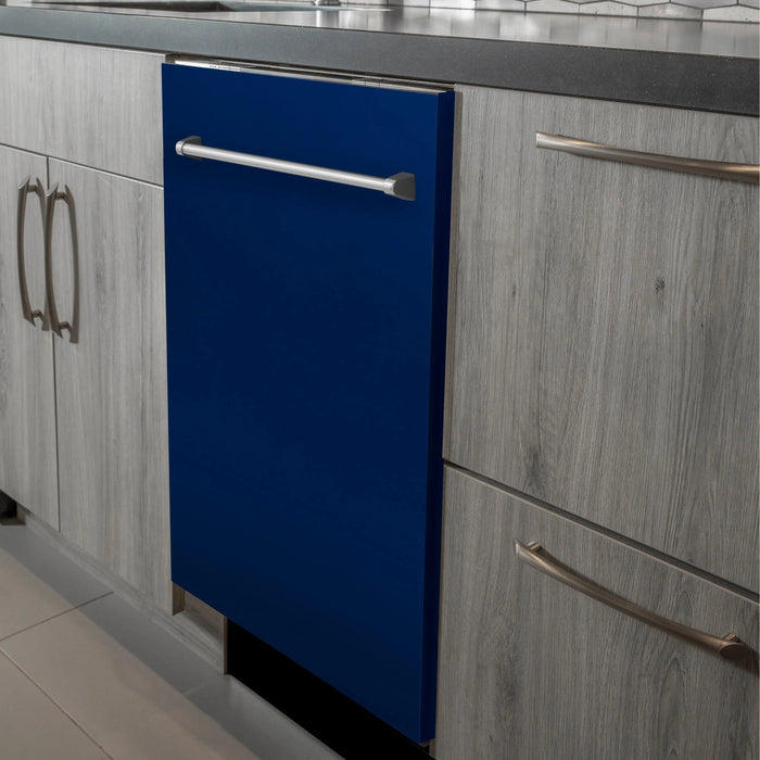 ZLINE 24" Euro Style Top Control Dishwasher in Blue Gloss with Traditional Style Handle, DW-BG-24 ZLINE