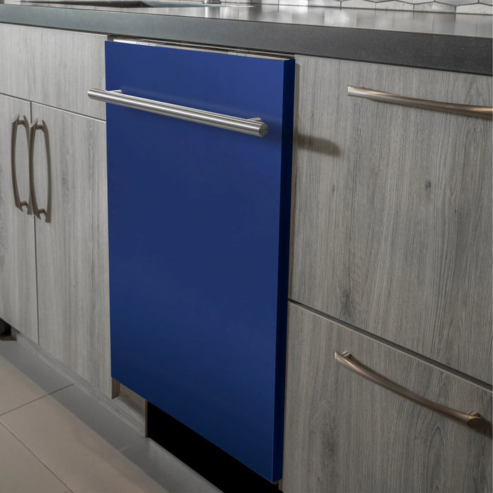 ZLINE 24" Euro Style Top Control Dishwasher in Blue Matte with Modern Style Handle, DW-BM-H-24 ZLINE Dreamwood Living