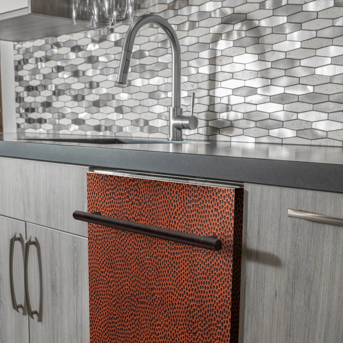 ZLINE 24" Euro Style Top Control Dishwasher in Hand-Hammered Copper with Modern Style Handle, DW-HH-24 ZLINE Dreamwood Living