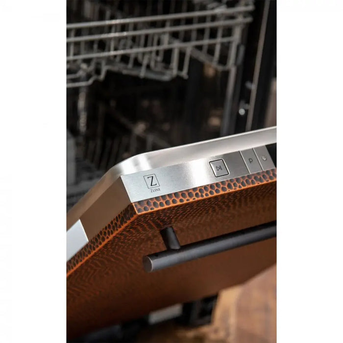 ZLINE 24" Euro Style Top Control Dishwasher in Hand-Hammered Copper with Modern Style Handle, DW-HH-24 ZLINE Dreamwood Living