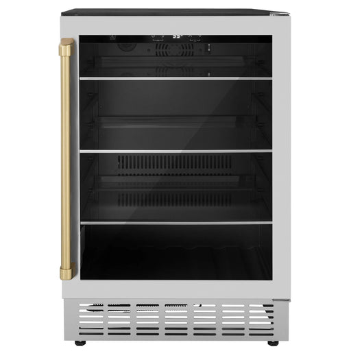 ZLINE 24" Monument Autograph Edition 154 Can Beverage Fridge in Stainless Steel with Champagne Bronze Accents, RBVZ-US-24-CB ZLINE