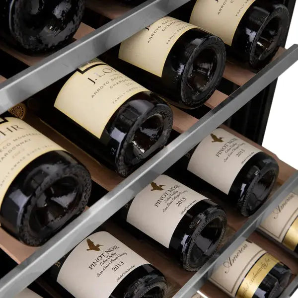 ZLINE 24" Monument Autograph Edition Dual Zone 44-Bottle Wine Cooler in Stainless Steel with Gold Accents, RWVZ-UD-24-G ZLINE