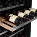 ZLINE 24" Monument Autograph Edition Dual Zone 44-Bottle Wine Cooler in Stainless Steel with Gold Accents, RWVZ-UD-24-G ZLINE