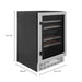 ZLINE 24" Monument Autograph Edition Dual Zone 44-Bottle Wine Cooler in Stainless Steel with Matte Black Accents, RWVZ-UD-24-MB ZLINE