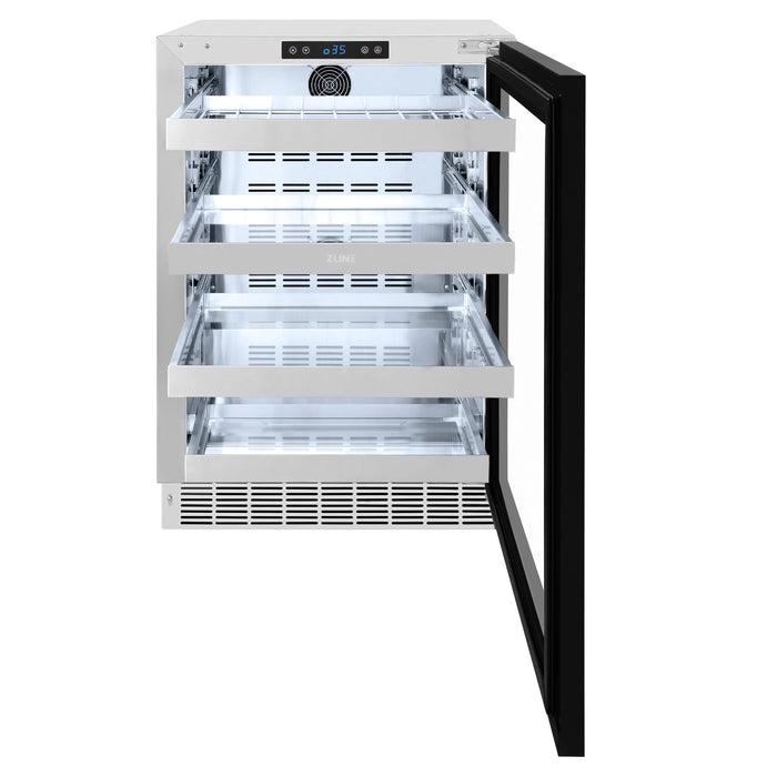 ZLINE 24" Touchstone 151 Can Beverage Fridge with Panel Ready Glass Door,  RBSPO-24 ZLINE Dreamwood Living